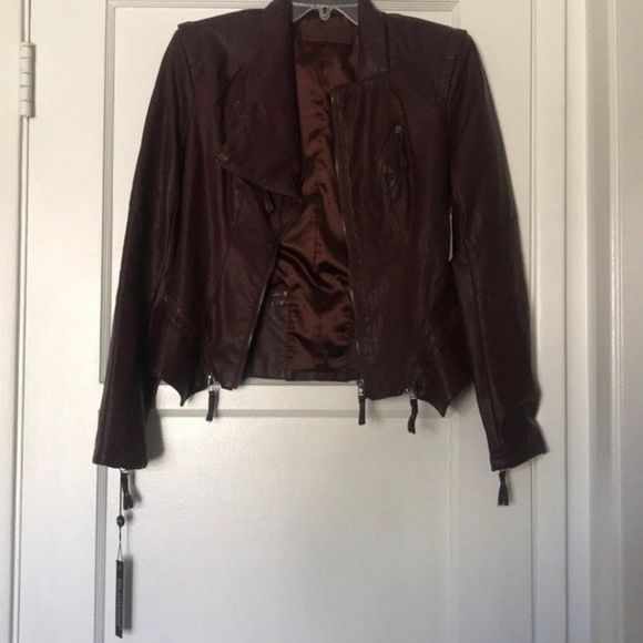 BLANK NYC Dark Wine Vegan Faux Leather Zipper - Picture 2 of 8